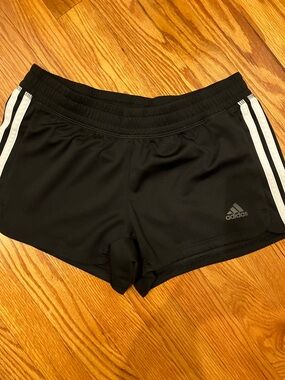 adidas Black Athletic Shorts with White Side Stripes